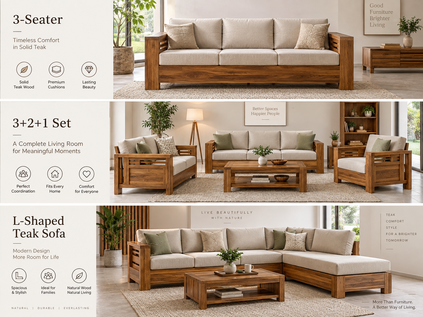 different teak sofa set layouts for living room
